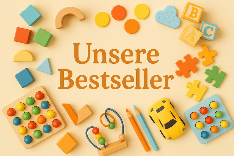 Bestseller Kinderspielzeug – bunte Holzbausteine, Puzzle, Auto und Lernspiele