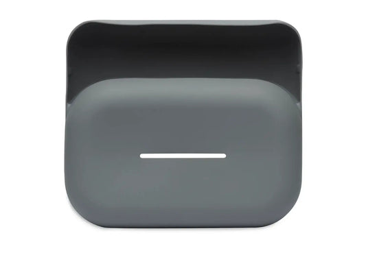 Weißer Hintergrund. Feuchttücher Box Grau.