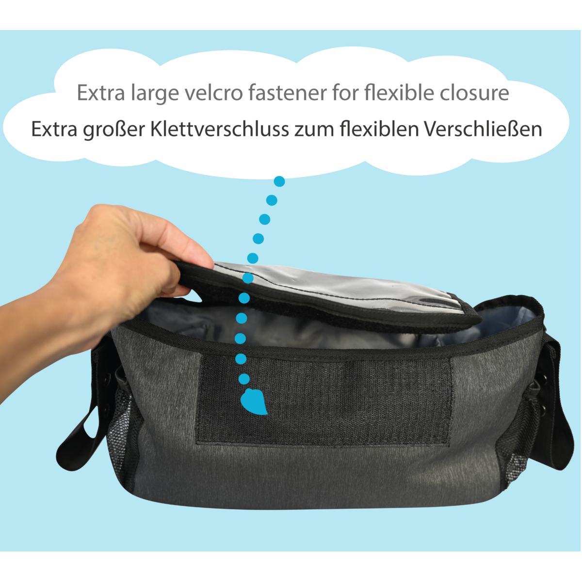 Kinderwagentasche mit Feuchttuch- & Smartphonetasche