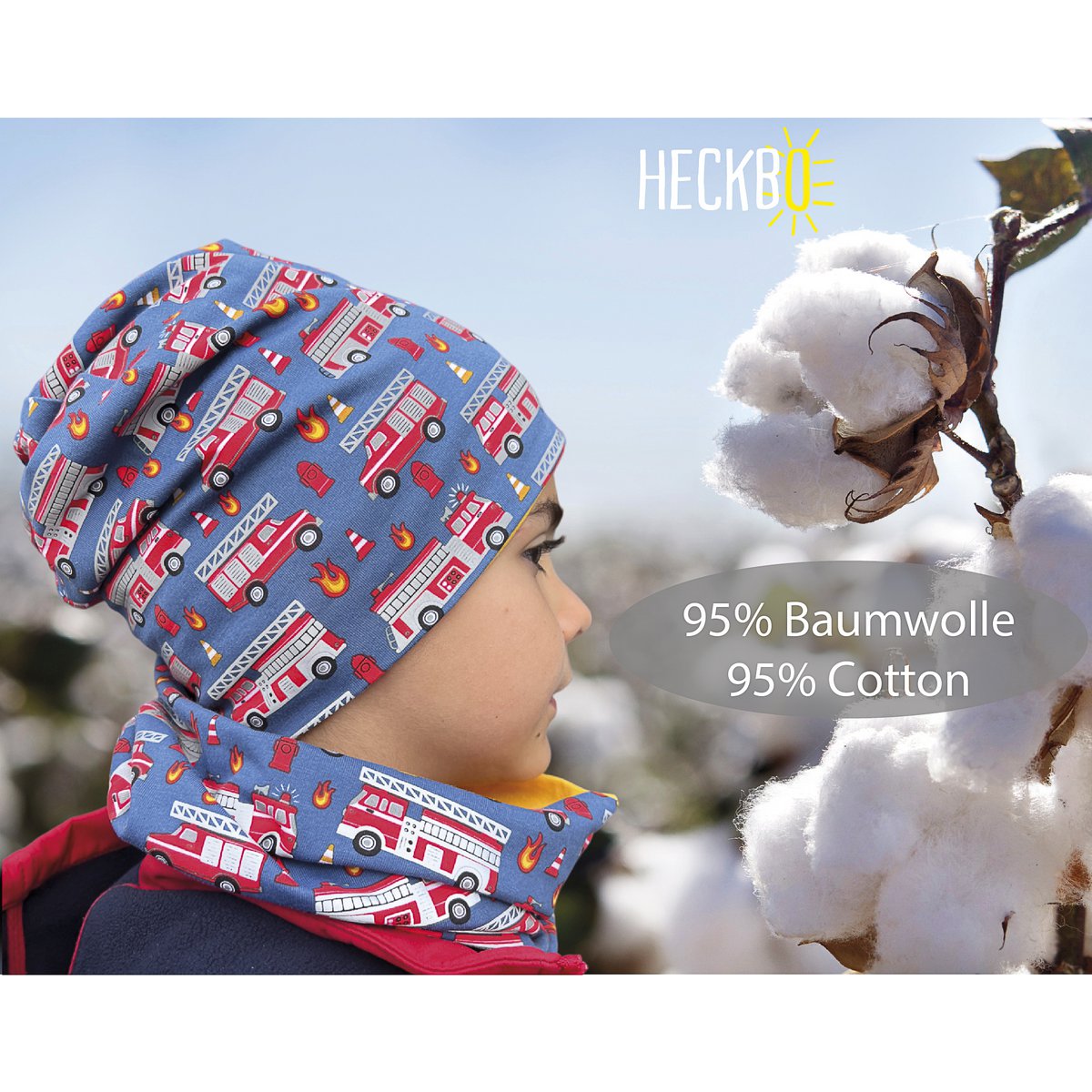 Kinder 360° Reflektor Beanie & Loop – Feuerwehr