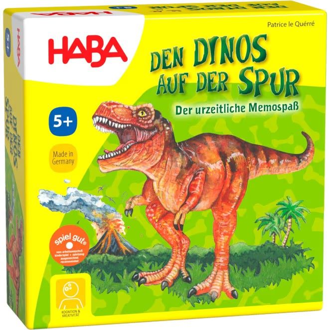 Das Dino-Memo-Spiel vollständig verpackt und bereit zum Spielen.