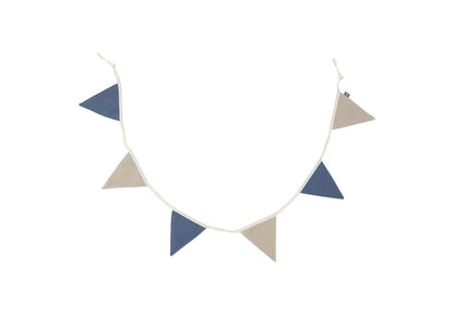 Jollein Girlande 200x17cm Jeans Blue/Olive Green – Stoffgirlande für Kinderzimmer 200x17cm