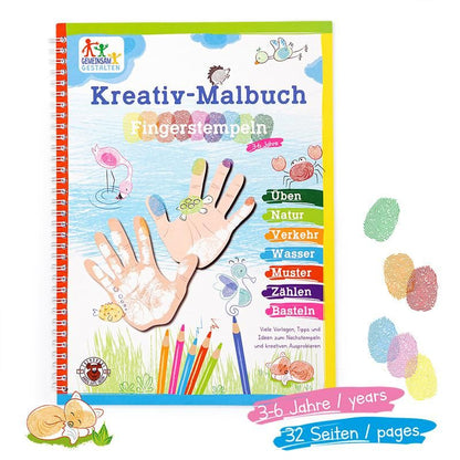 Fingerstempel Kreativ-Malbuch – buntes Bastelbuch für Kinder