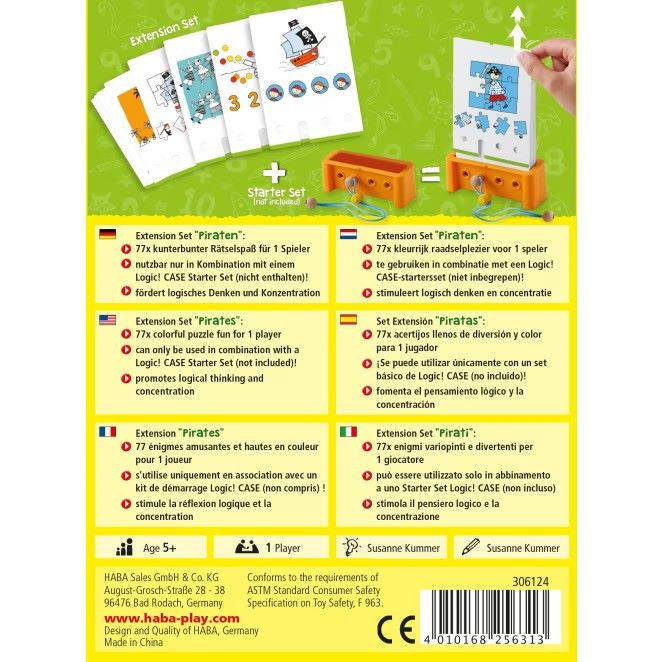 Das Logic! CASE Extension Set 5+ – Piraten in Aktion, perfekt für spielerisches Lernen und logisches Denken. Rückseite Verpackung.