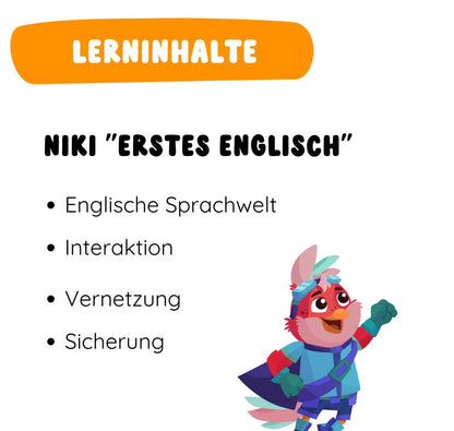 Die interaktive Lernfigur "Niki" "Erstes Englisch": bringt Kindern das erste Englisch spielerisch bei. Mit der App können sie die Zahlen "One" und "Two" üben und das Lernen zu erleichtern.