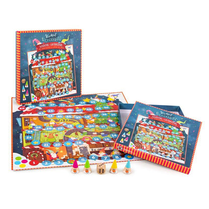 Trendhaus Wichtel Leiterspiel 6-teiliges Brettspiel mit Spielfeld und Figuren