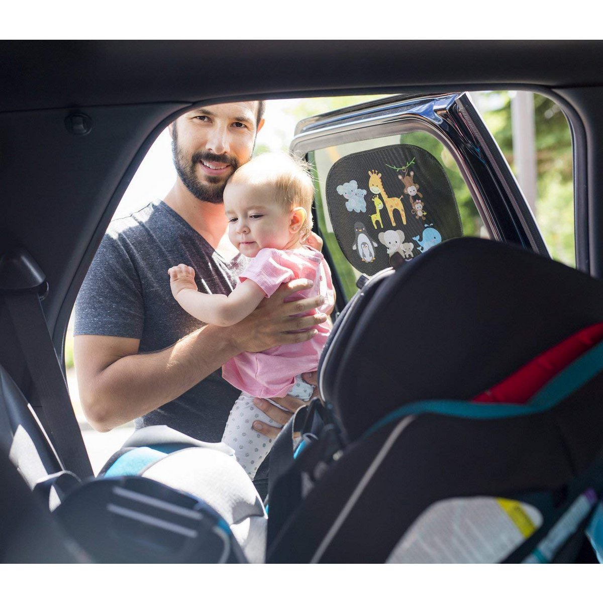 2x Auto Sonnenblende- Baby Tiere