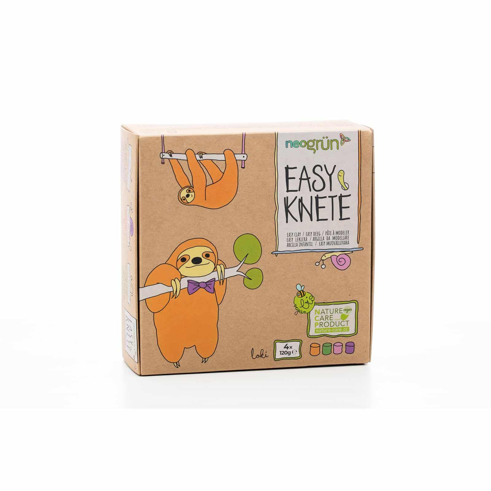 Produktansicht des Easy-Knete 4er Sets 'Loki' – vier bunte Knetdosen, die endlosen Bastelspaß versprechen.