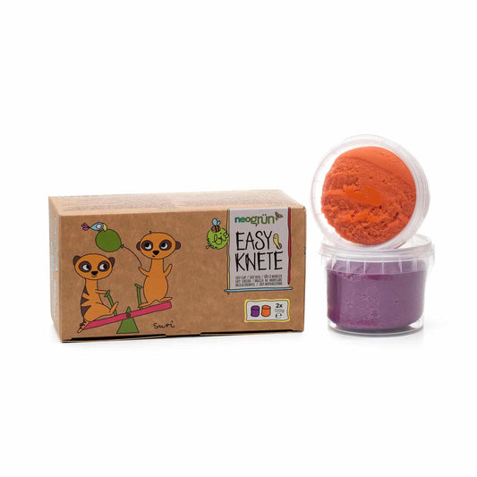 „Das Easy-Knete 2er Set 'Suri' in den Farben Orange und Violett – ideal für kreative Bastelprojekte.