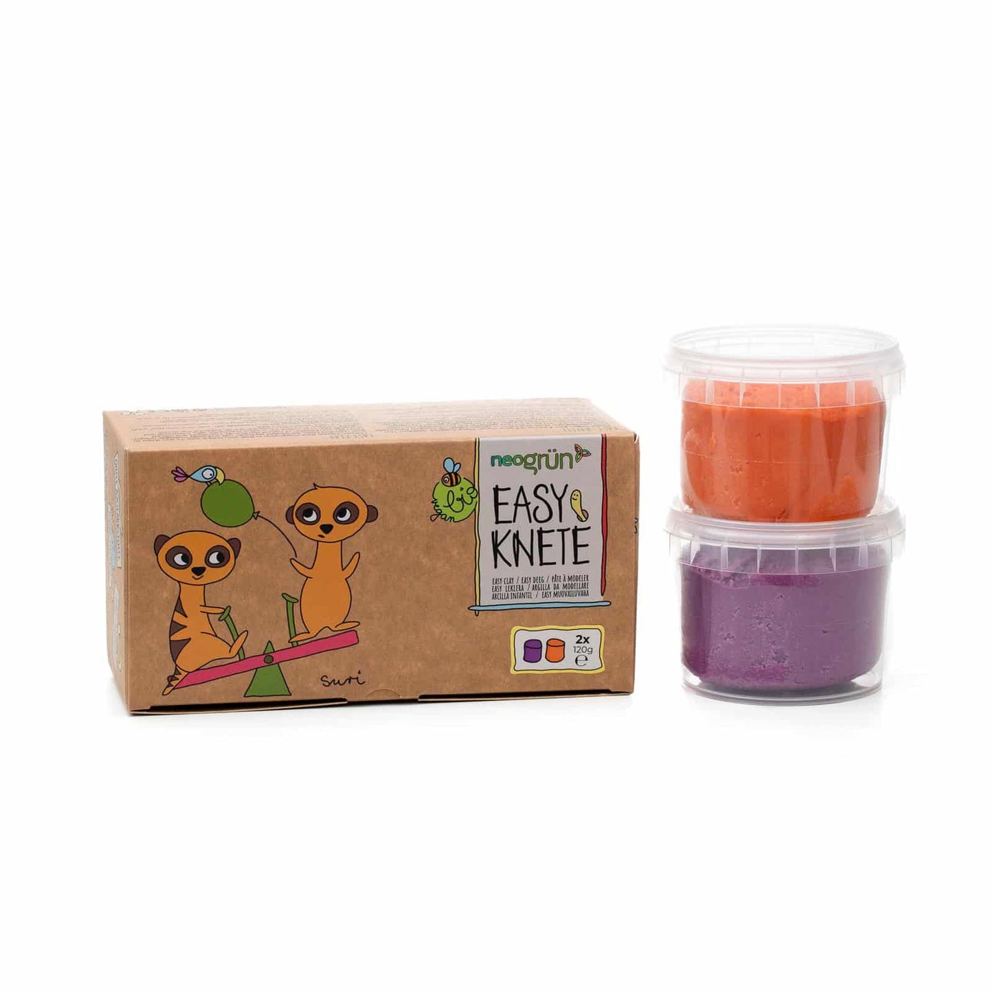 Das Easy-Knete 2er Set 'Suri' – leuchtende Farben Orange und Violett, perfekt für Modellier- und Kunstprojekte.