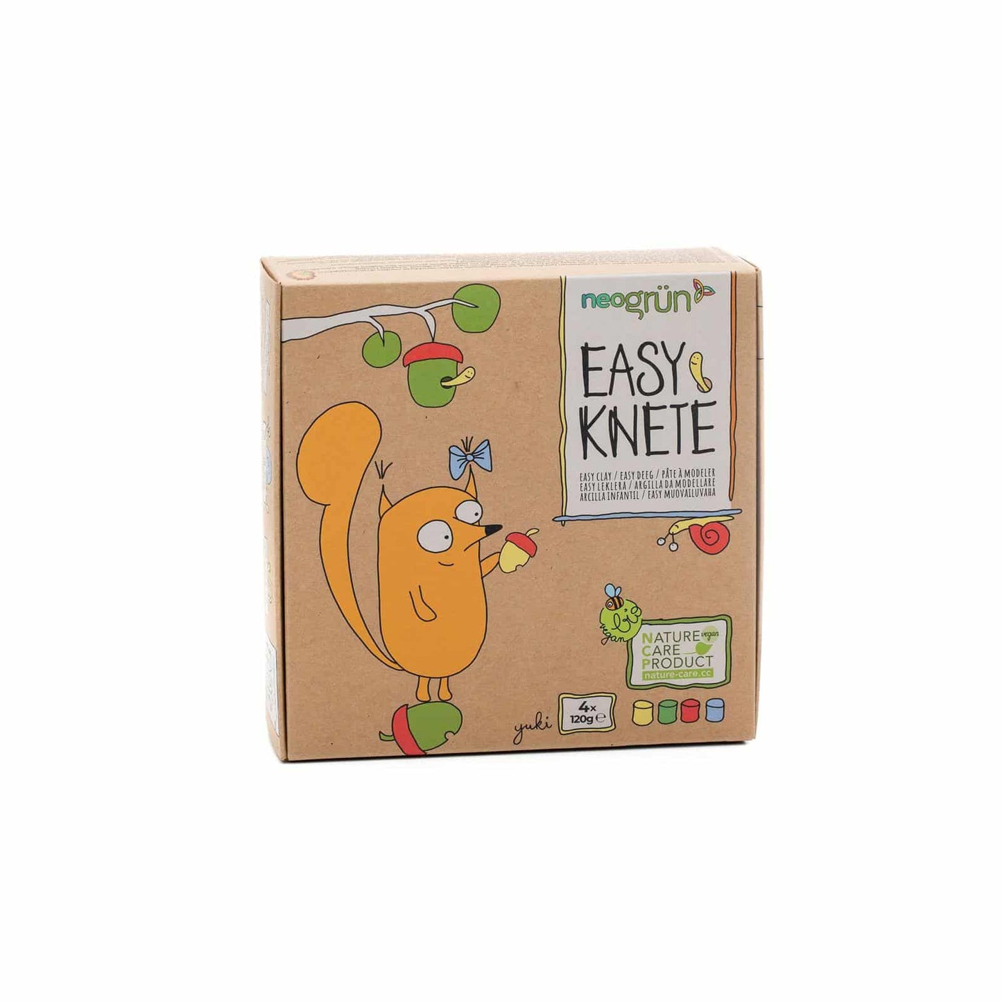 Produktansicht des Easy-Knete Sets 'Yuki' – vier bunte Knetdosen für stundenlangen Bastelspaß.